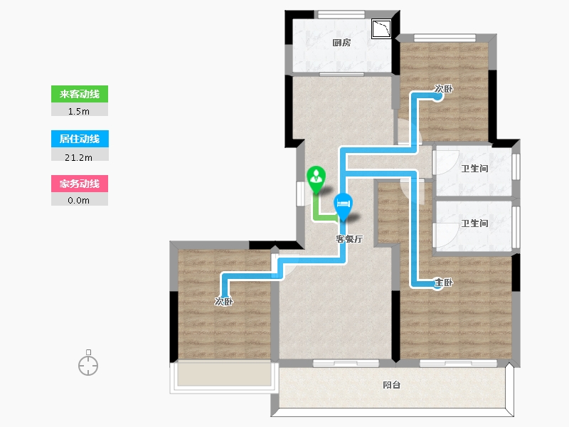 浙江省-杭州市-伟业熙境府-88.35-户型库-动静线