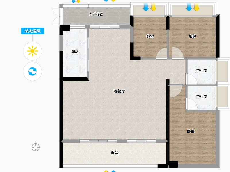 浙江省-绍兴市-杭州湾世纪城-115.43-户型库-采光通风