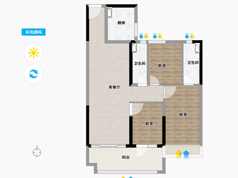 山东省-滨州市-碧桂园恒信·凤栖醴唐-95.00-户型库-采光通风