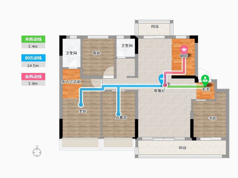 浙江省-衢州市-碧桂园江湾半岛-114.00-户型库-动静线