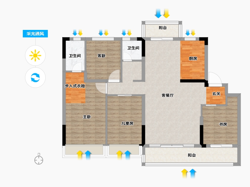 浙江省-衢州市-碧桂园江湾半岛-114.00-户型库-采光通风