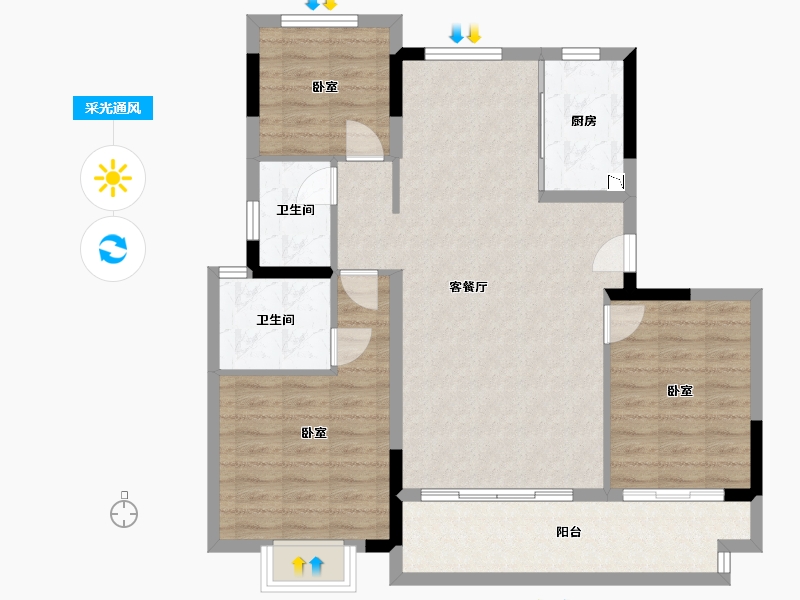 浙江省-湖州市-合生杭州湾国际新城-95.00-户型库-采光通风