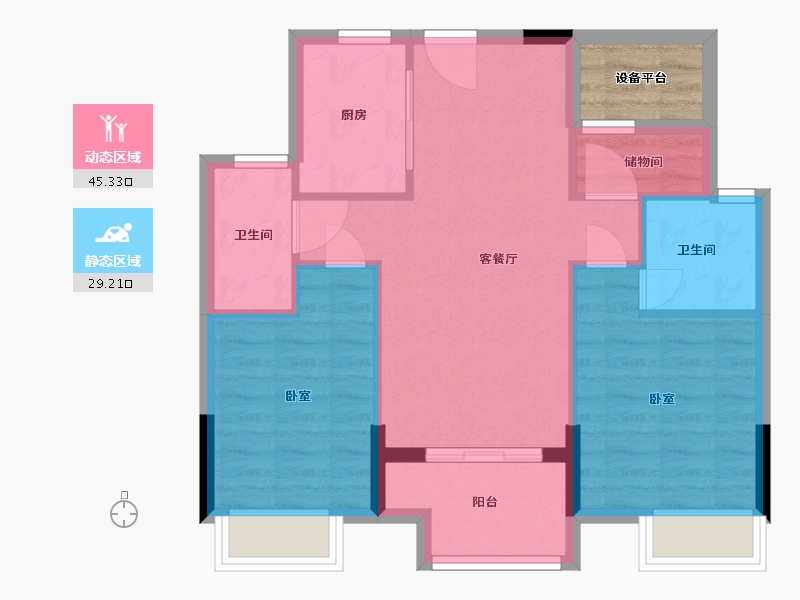 浙江省-湖州市-优优学府-70.00-户型库-动静分区