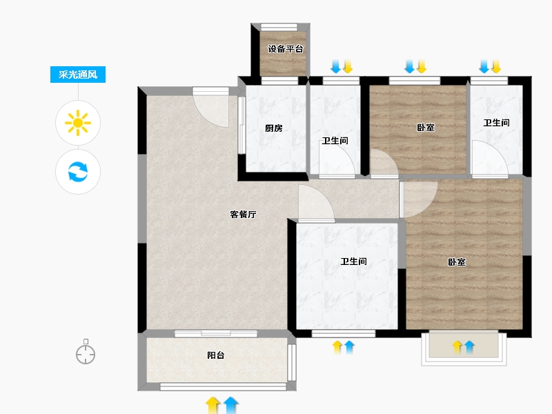 浙江省-宁波市-尚品·东越府-86.00-户型库-采光通风