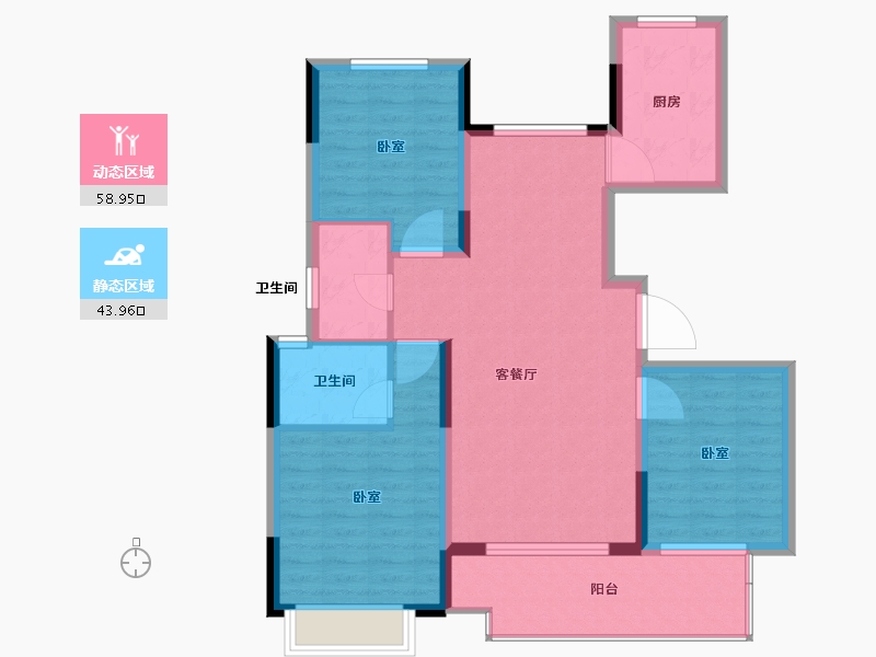 浙江省-舟山市-三盛南沙里-91.99-户型库-动静分区