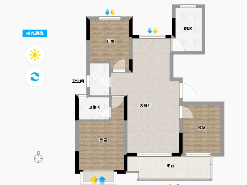 浙江省-舟山市-三盛南沙里-91.99-户型库-采光通风