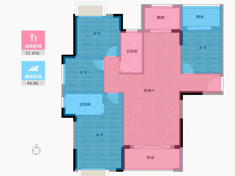 福建省-泉州市-莲花水岸阳光-93.00-户型库-动静分区