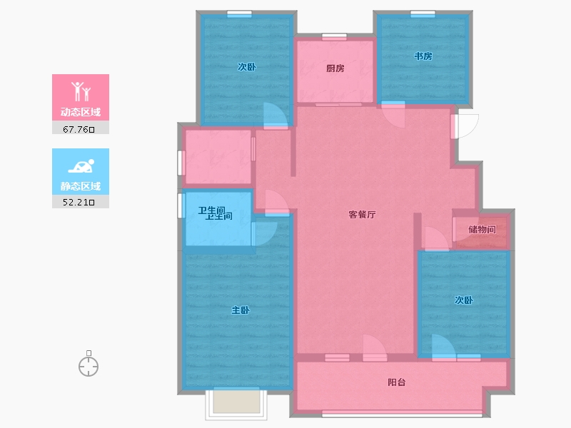 山东省-青岛市-融创都会中心 逸山-106.48-户型库-动静分区