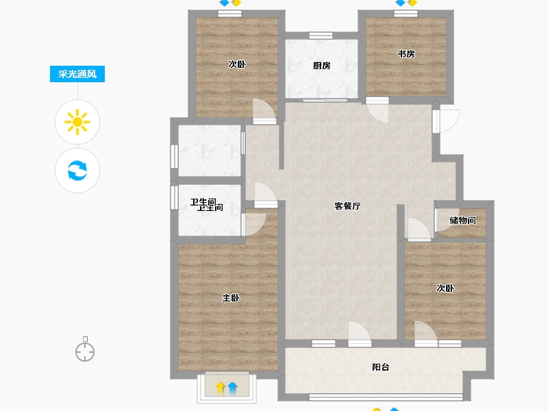 山东省-青岛市-融创都会中心 逸山-106.48-户型库-采光通风