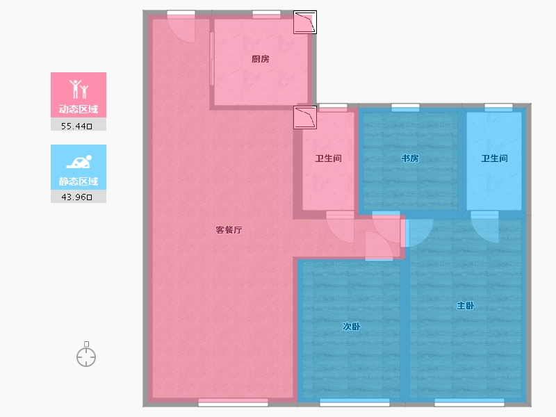 山东省-青岛市-绿地凤栖澜玥-88.53-户型库-动静分区