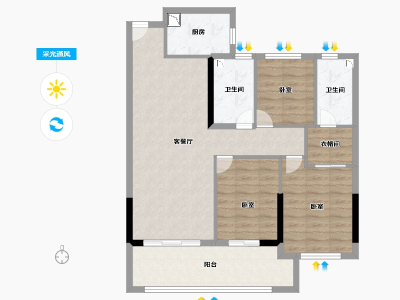 福建省-莆田市-云悦壹号-84.00-户型库-采光通风