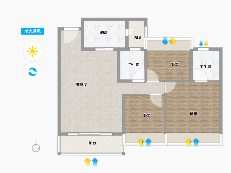 山东省-滨州市-恒大悦珑湾-106.00-户型库-采光通风