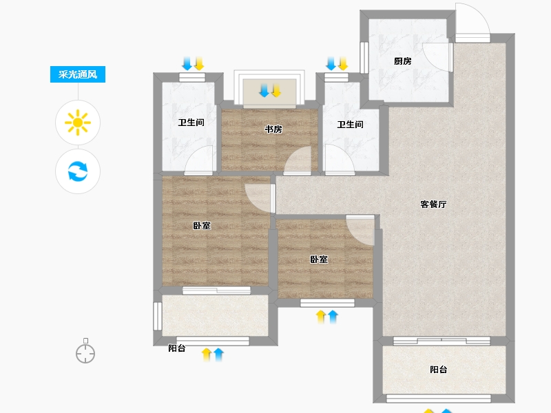 福建省-泉州市-安溪阳光城丽景湾-71.00-户型库-采光通风