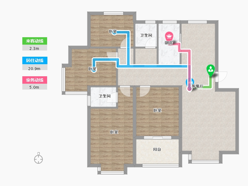 山东省-滨州市-北海海城玫瑰园-114.00-户型库-动静线