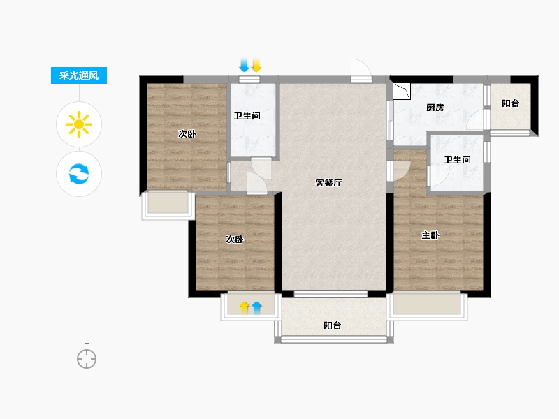 江西省-赣州市-碧桂园豪园-86.40-户型库-采光通风