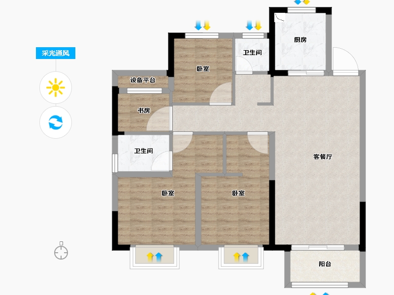 安徽省-合肥市-阳光城悦澜府-94.00-户型库-采光通风