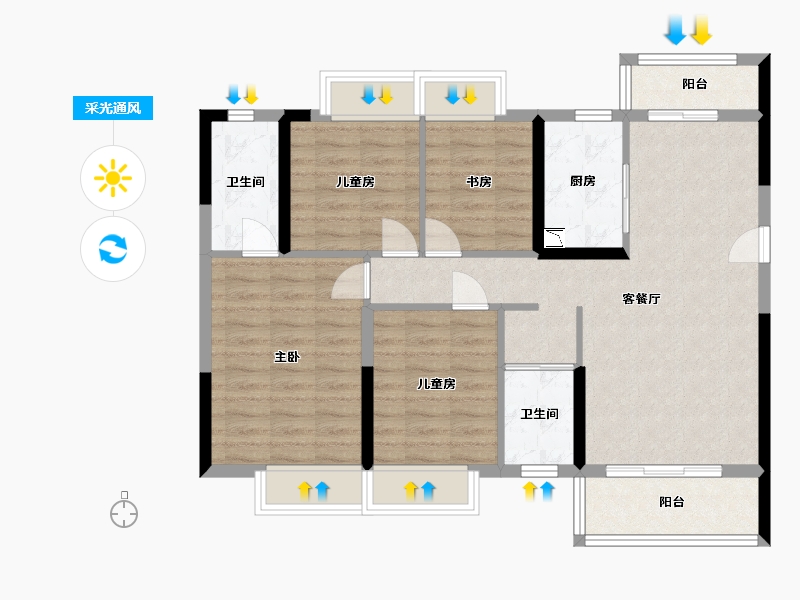 江西省-赣州市-安远碧桂园-91.65-户型库-采光通风