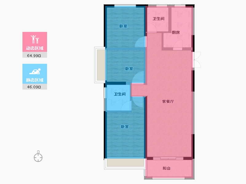 河南省-郑州市-富田城九鼎公馆-99.91-户型库-动静分区