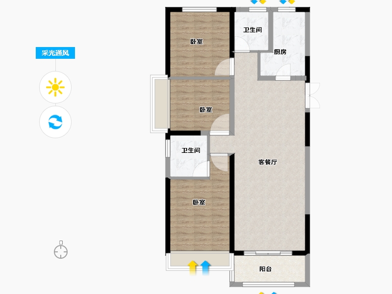 河南省-郑州市-富田城九鼎公馆-99.91-户型库-采光通风