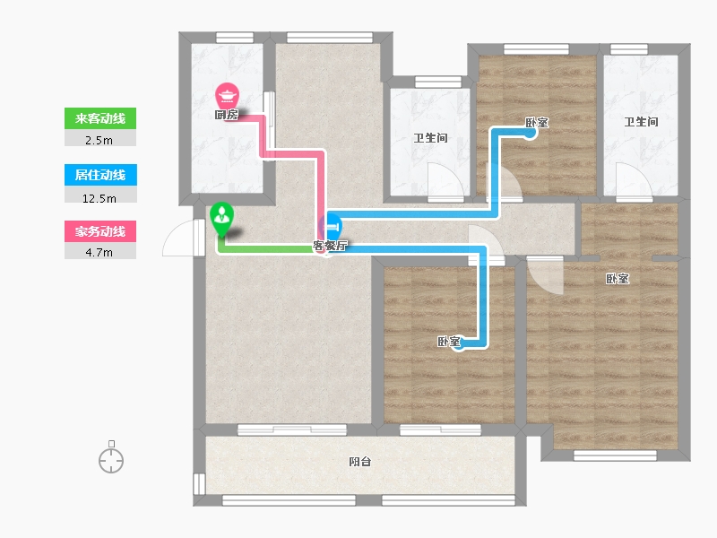 浙江省-杭州市-中天富春诚品二期-86.15-户型库-动静线