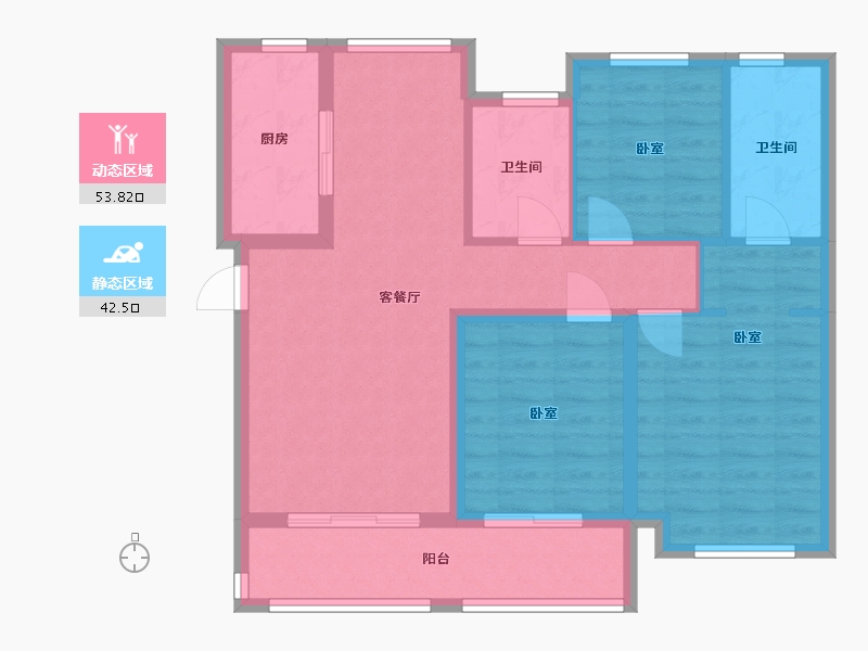 浙江省-杭州市-中天富春诚品二期-86.15-户型库-动静分区