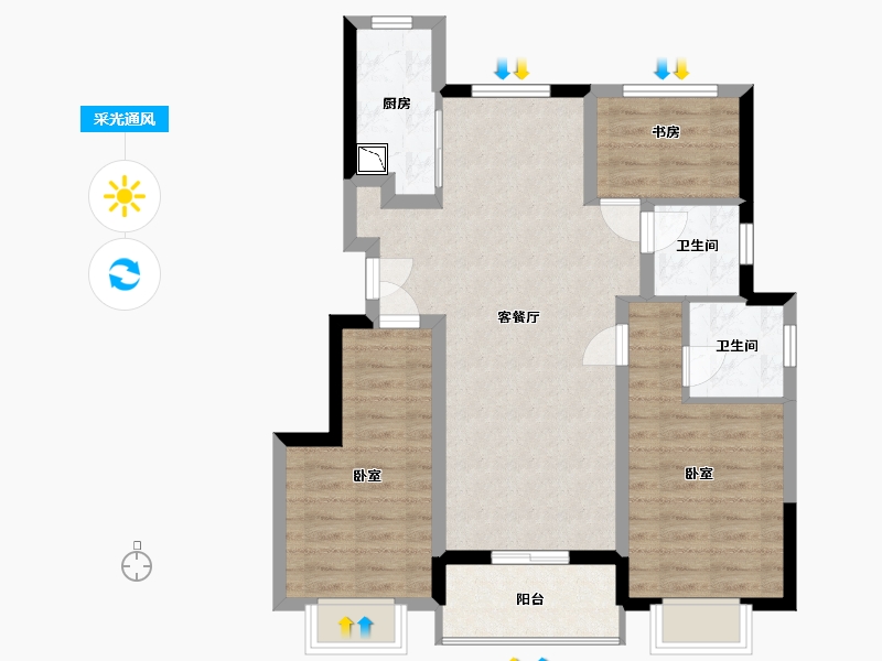 浙江省-嘉兴市-信达君望里-79.01-户型库-采光通风