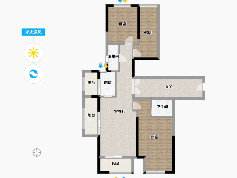 浙江省-湖州市-鲁能公馆-102.94-户型库-采光通风