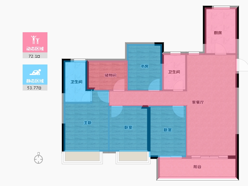 安徽省-亳州市-鼎吉万和府-114.06-户型库-动静分区