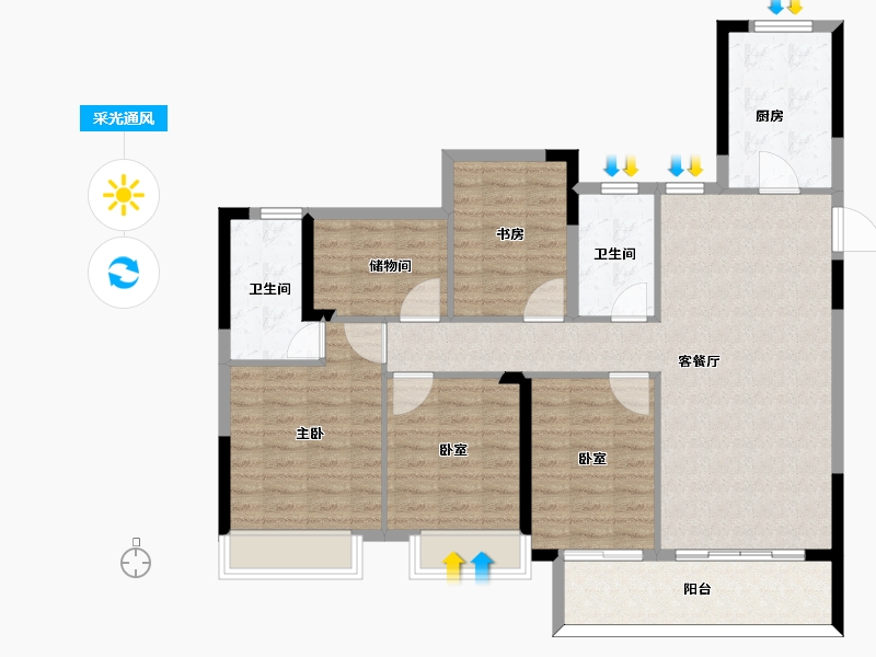 安徽省-亳州市-鼎吉万和府-114.06-户型库-采光通风