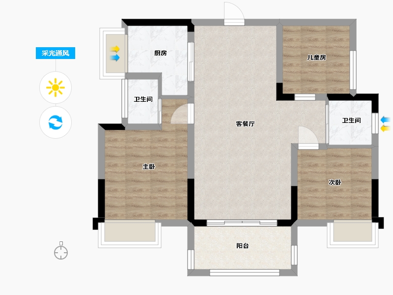 江西省-赣州市-先锋丽景-73.40-户型库-采光通风