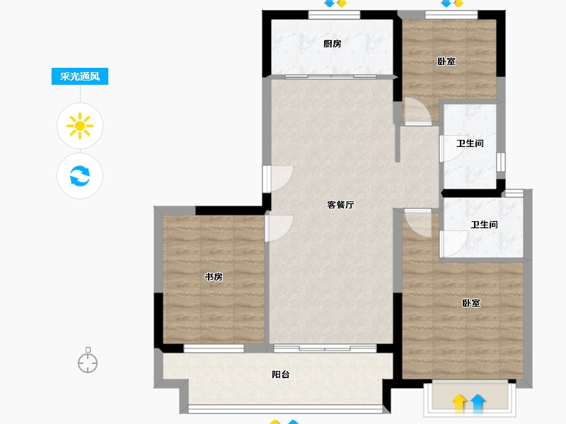 浙江省-湖州市-合生杭州湾国际新城-86.00-户型库-采光通风