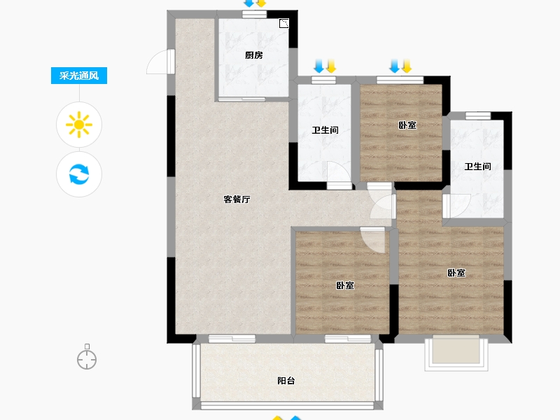 浙江省-嘉兴市-弘阳·昕悦棠小区-83.90-户型库-采光通风