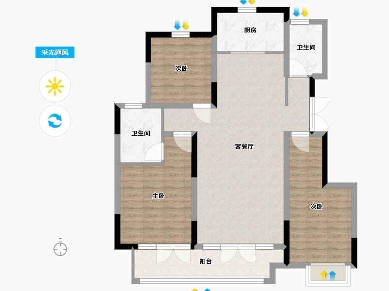 山东省-青岛市-青岛天安数码城-102.00-户型库-采光通风