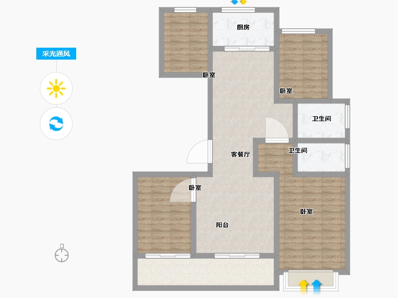 浙江省-温州市-华鸿大家御湖上品-105.00-户型库-采光通风