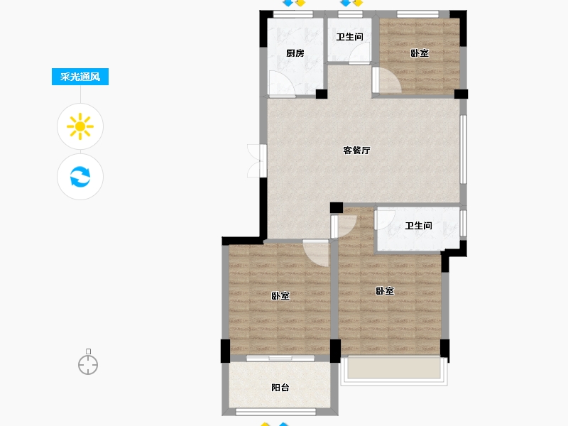 浙江省-衢州市-衢州宏地望府-86.00-户型库-采光通风