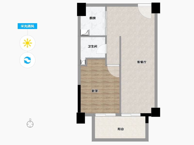 安徽省-合肥市-奥园城央壹品-62.25-户型库-采光通风