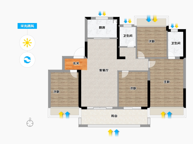 安徽省-阜阳市-辰景·凤凰熙岸-100.00-户型库-采光通风