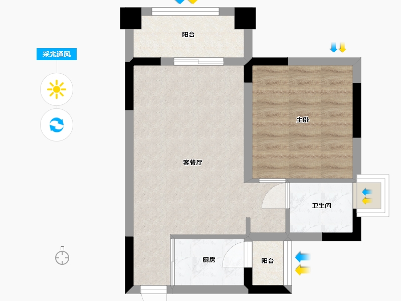 江西省-赣州市-五龙桂园-43.65-户型库-采光通风