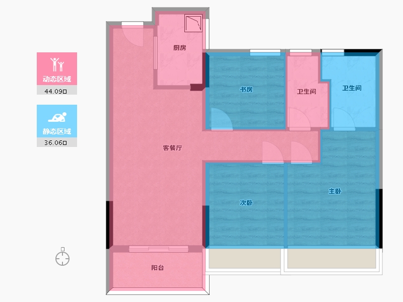 浙江省-杭州市-伟业熙境府-71.25-户型库-动静分区