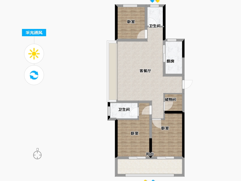 江苏省-镇江市-中南·公园1号-102.01-户型库-采光通风