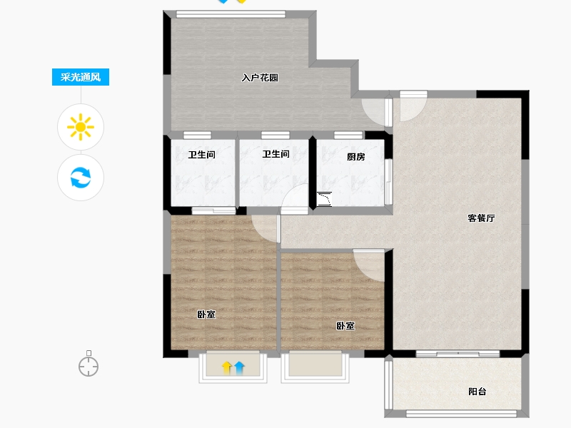 福建省-泉州市-联成海韵山居-110.36-户型库-采光通风