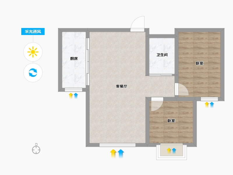 新疆维吾尔自治区-乌鲁木齐市-彩虹心筑-60.01-户型库-采光通风