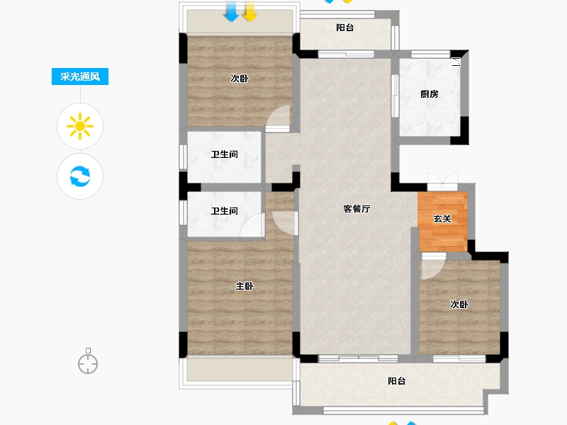 安徽省-阜阳市-辰景·凤凰熙岸-92.00-户型库-采光通风