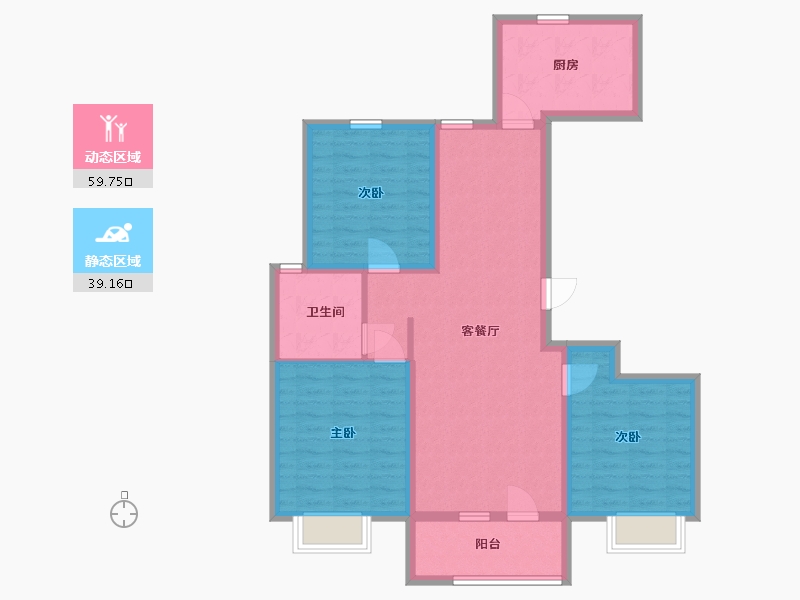 山东省-青岛市-鲁骐金岸世家-88.00-户型库-动静分区