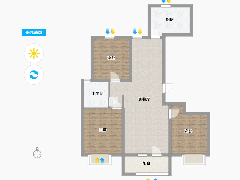 山东省-青岛市-鲁骐金岸世家-88.00-户型库-采光通风