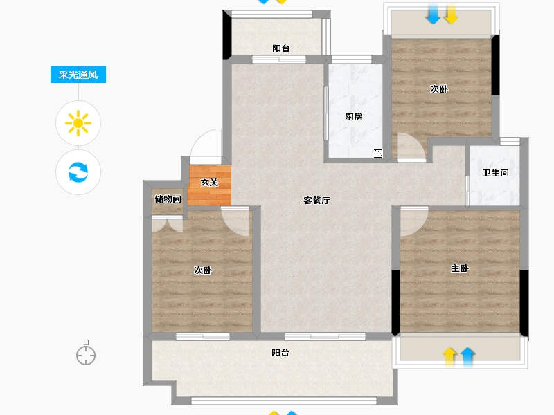 安徽省-阜阳市-锦绣阮城-95.00-户型库-采光通风