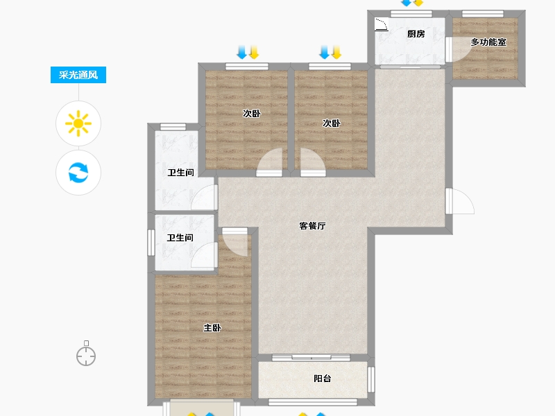 山西省-长治市-龙港新城-104.48-户型库-采光通风