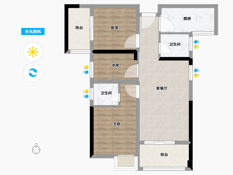 福建省-泉州市-鑫亿山水壹号-71.99-户型库-采光通风