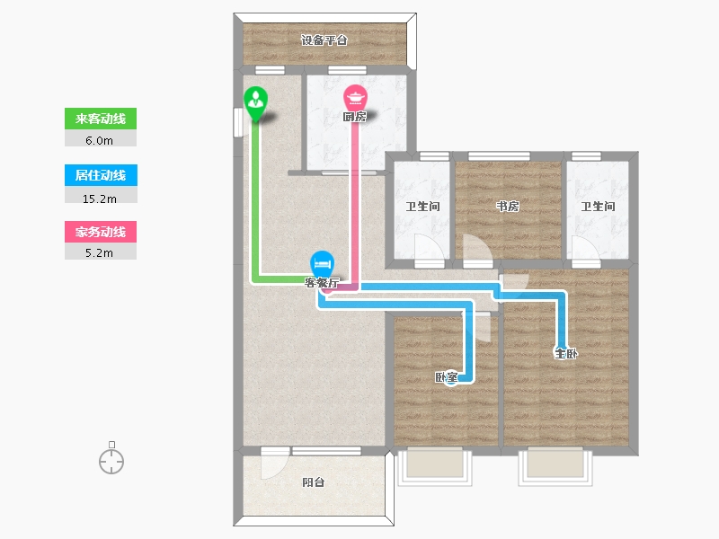 山东省-烟台市-博源滨江ONE-98.64-户型库-动静线