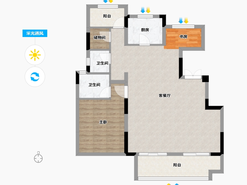 安徽省-亳州市-利辛三巽铂悦府-92.03-户型库-采光通风